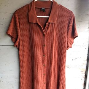 Wild Fable ribbed rust shirt-style dress